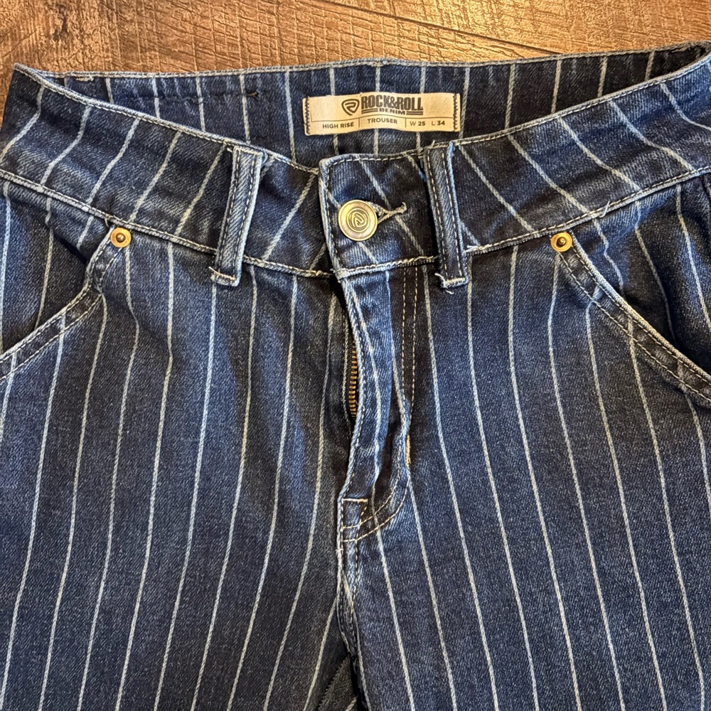 Rock & Roll Denim High Rise Trouser Striped 25x34 - Picture 3 of 3